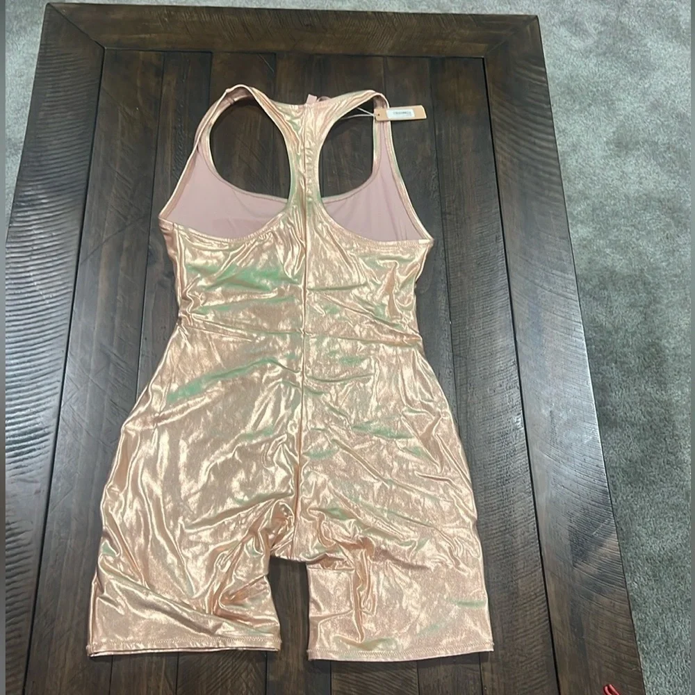 Skims Swim Metallic Rose Gold Bodysuit